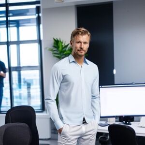 Men’s Shirt Society of Threads Slim Fit Light Blue Shirt Long Sleeve Dress Shirt